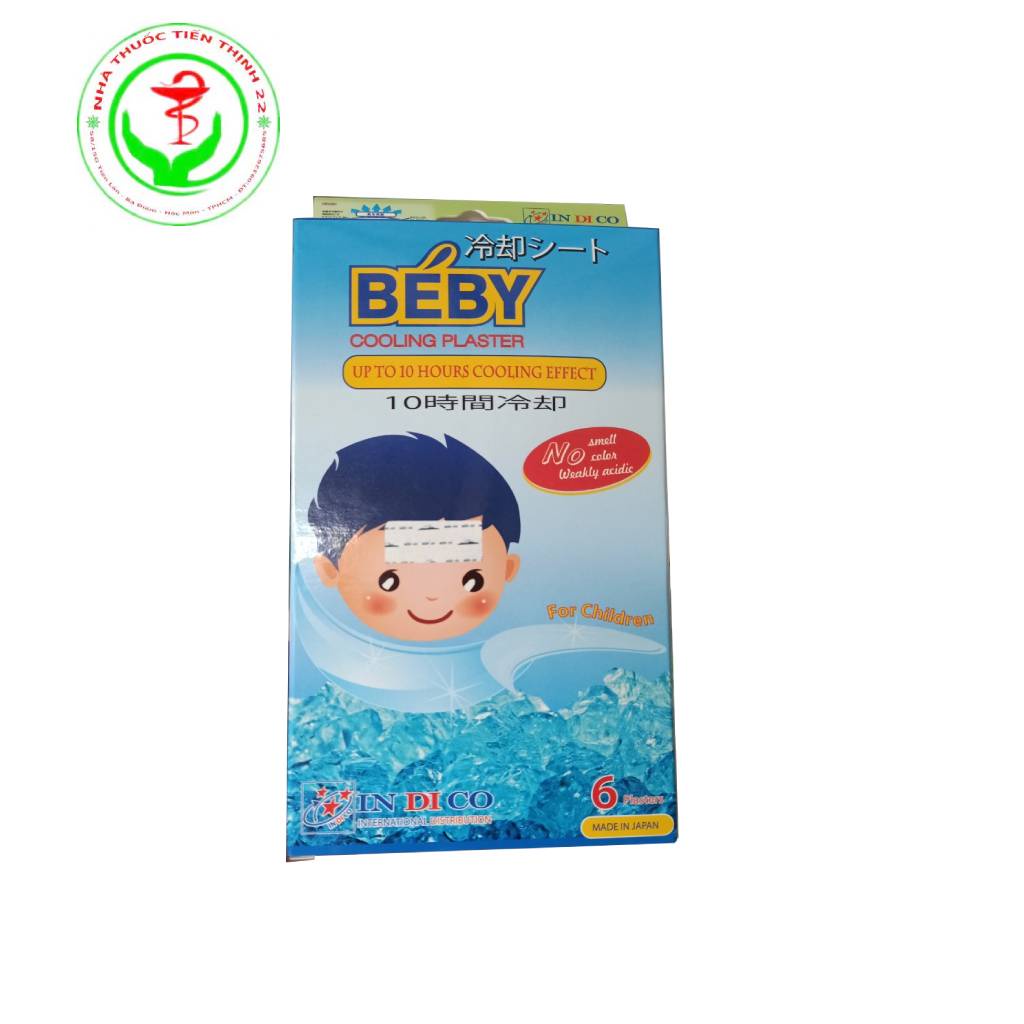 Miếng dán Béby Cooling Plaster hạ sốt, làm mát cho Bé hộp 3 túi, túi 2 miếng - Tặng kèm tăm bông cho bé