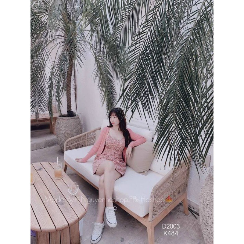 đầm hoa 2 dây mút ngực mã mới 1603