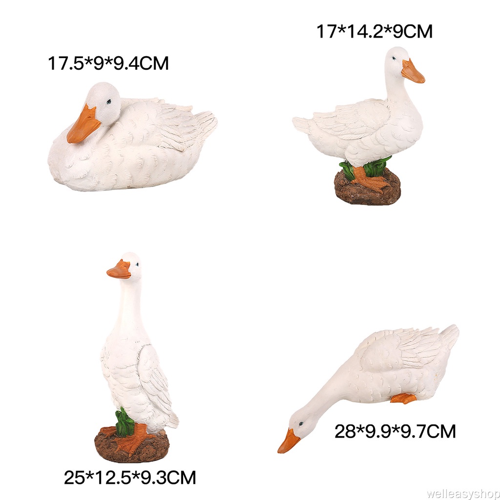 Mô hình vịt trắng bằng nhựa resin dùng trang trí sân vườn tùy chọn kiểu dáng