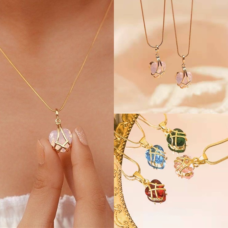 Vòng cổ Mạ Vàng 18K Mặt Hình Trái Tim Đính Đá Zircon Cho Nữ