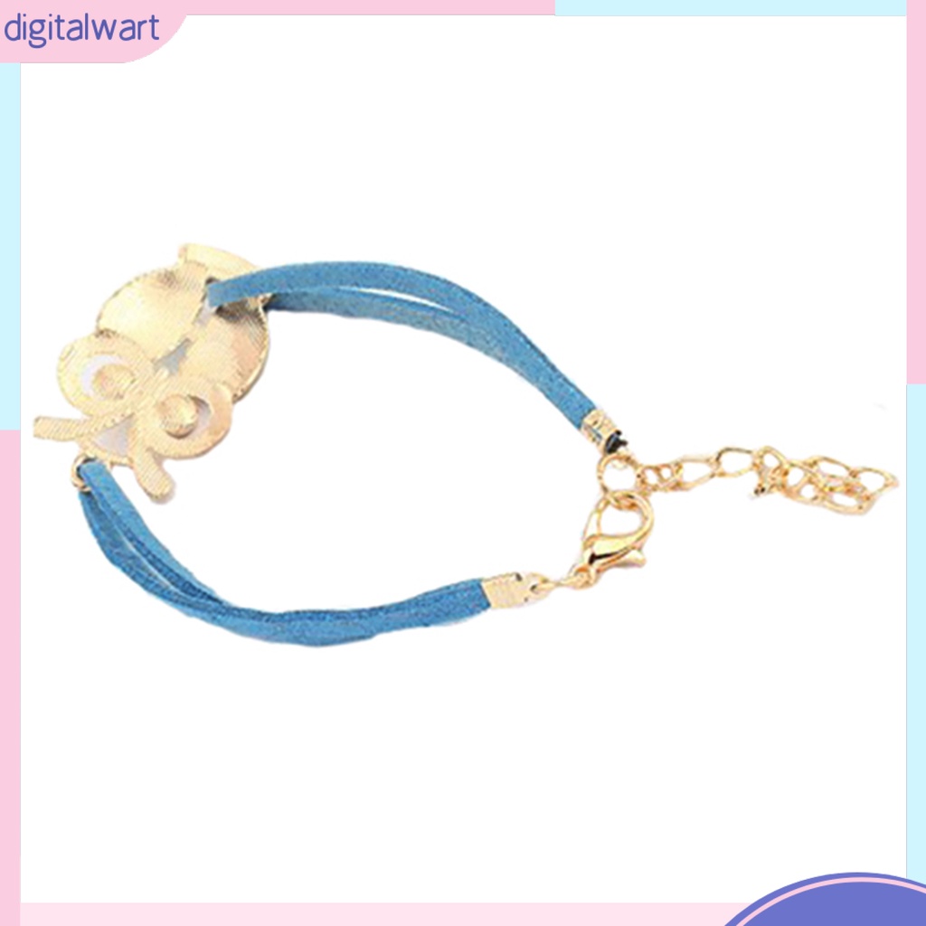 Vòng tay da 2 lớp mặt chim cú mèo đính đá dễ thương nhiều màu cá tính dành cho nữ | BigBuy360 - bigbuy360.vn