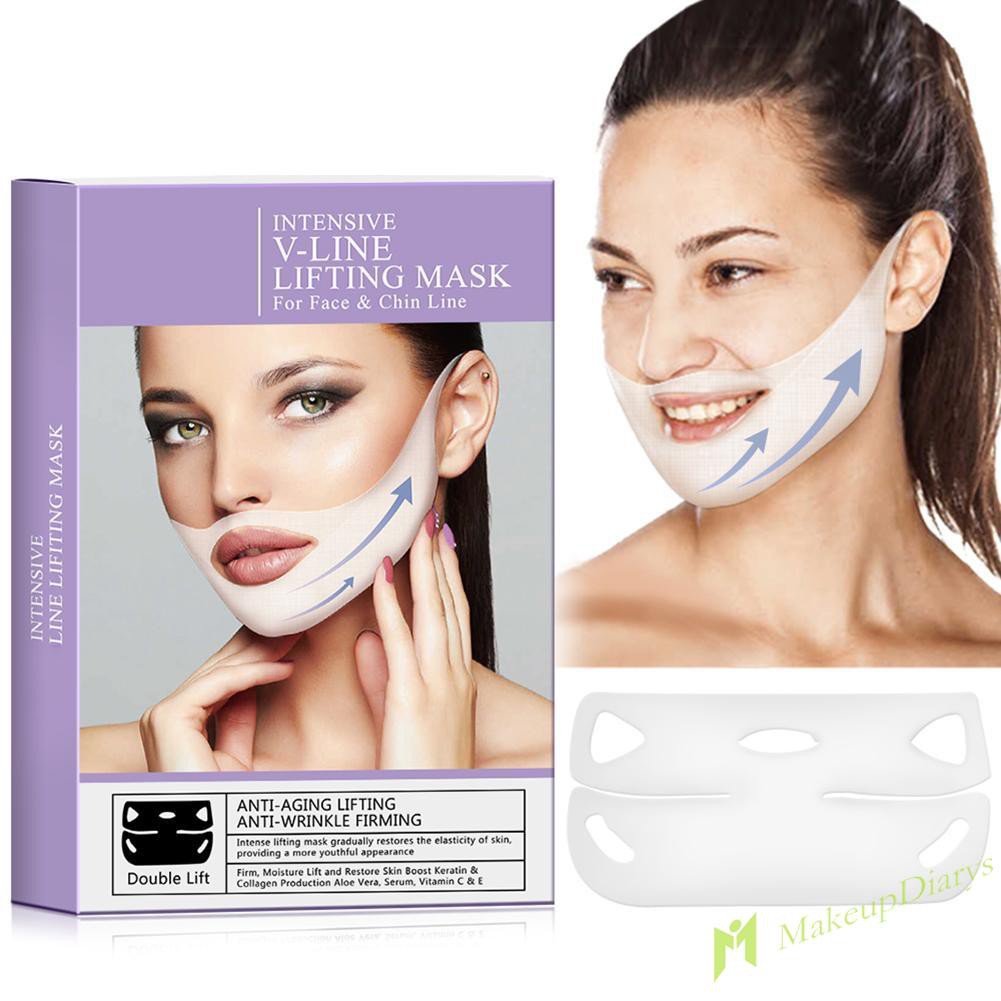 【New Arrival】4pcs/box 4D Double V Face Shape Tension Firming Mask Eliminate Edema Masks