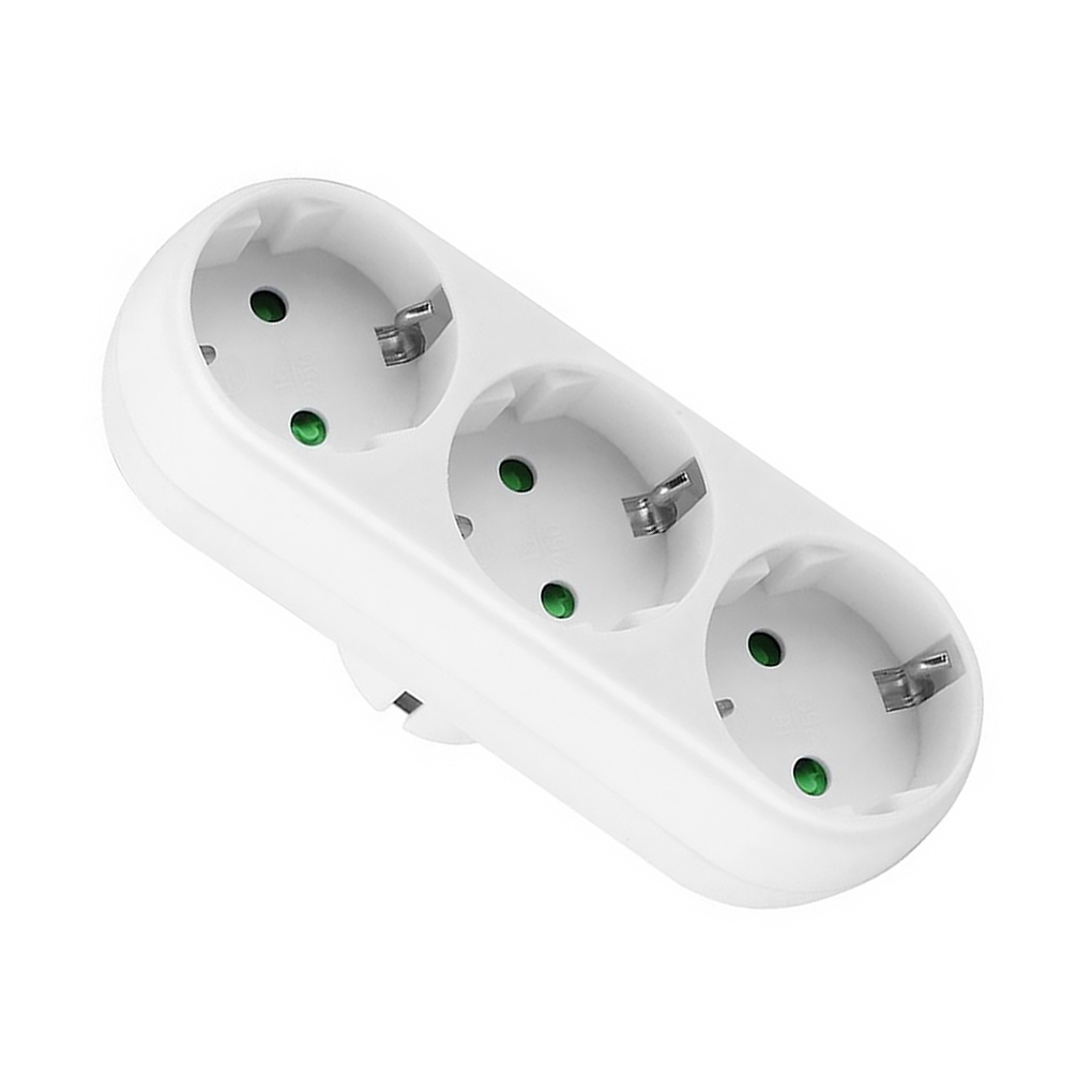 Runbu-EU Standard Three-pole Power Convert Plug Wall Socket 16A 250V 3way Outlet Triple German Standard Adapter