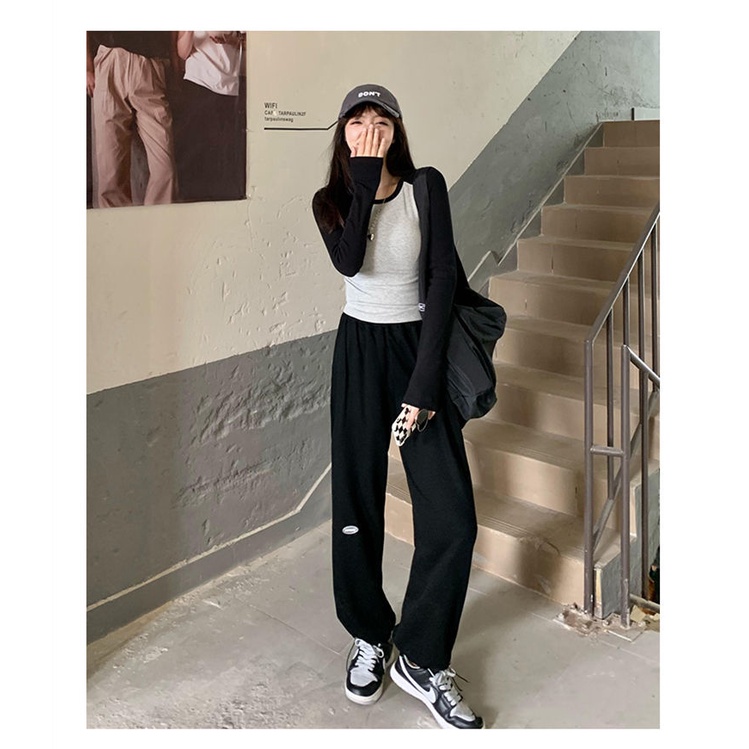 [MURIOKI] Áo Thun Tay Dài Dáng Ngắn Thời Trang Mùa Thu 2022 Cho Nữ