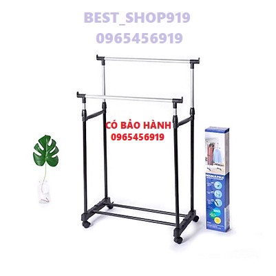 Giá Kệ Phơi Quần áo kép Giàn phơi thông minh có thể tháo rời gấp gọn inox 304 và nhựa an toàn có bánh xe 360 độ