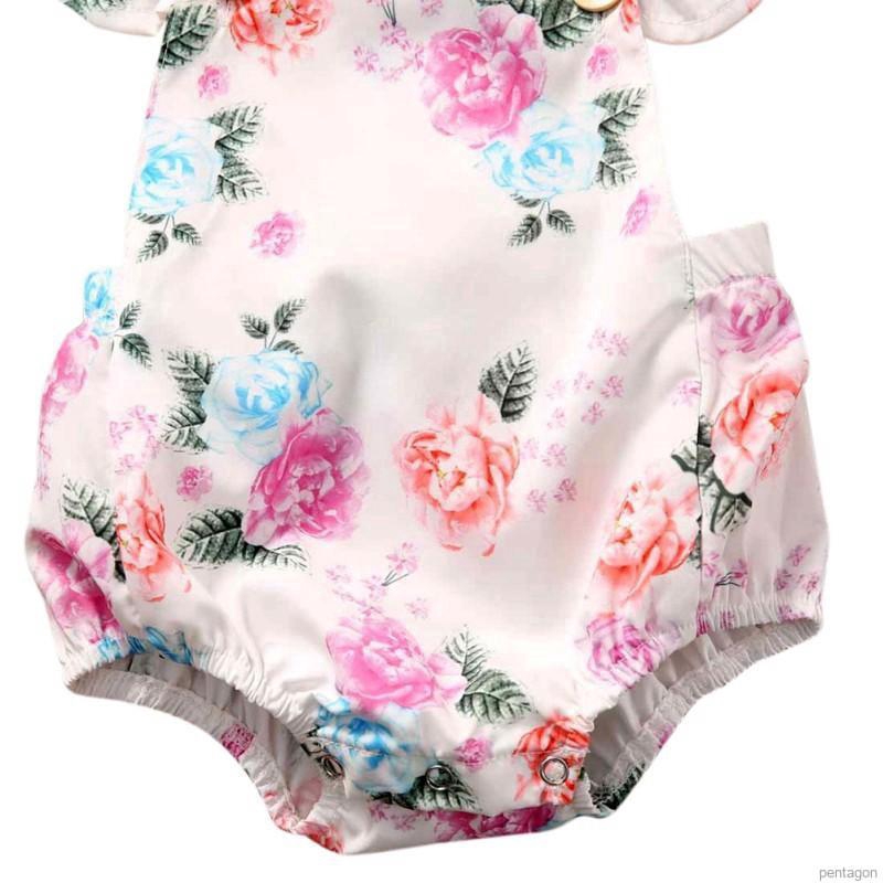 Set quần yếm + băng đô in hoa dễ thương cho bé gái sơ sinh