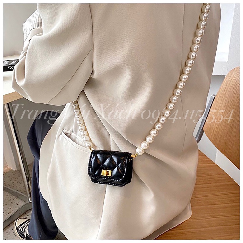 Túi Đeo Chéo Nữ Túi Mini Khóa Xoay Dây Ngọc Cực Hot TTX100