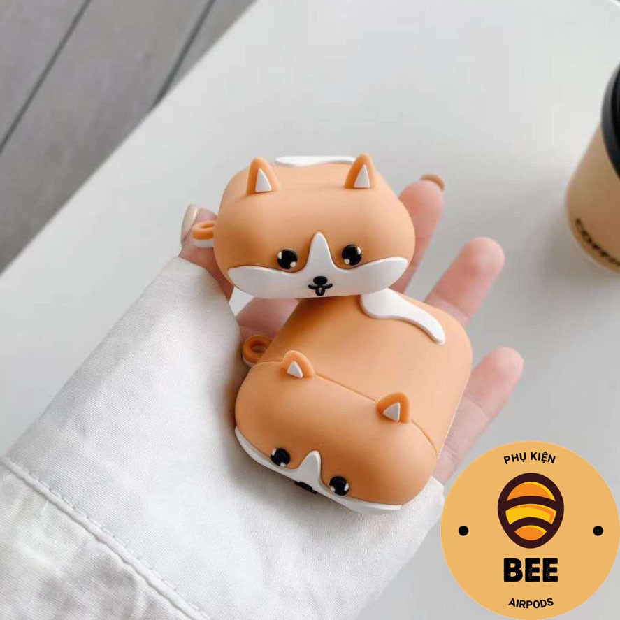 Case Airpod 1 2 Pro Vỏ Bao Đựng Tai Nghe Airpod Hình Cún Corgi Nằm Siêu Dễ Thương - BEE SHOP