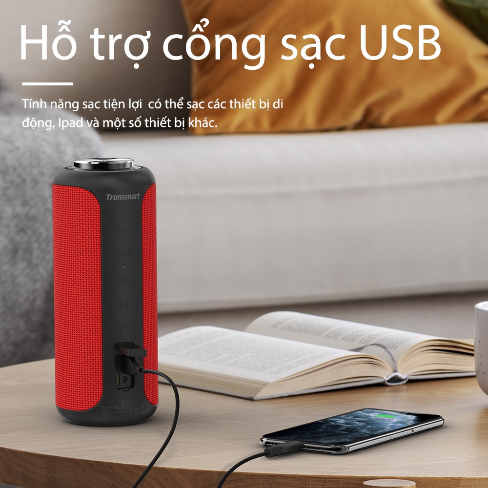 ◐✚♙✪ CHÍNH HÃNG Tronsmart T6 Plus Upgrade Loa bluetooth 5.0 ngoài trời, âm thanh vòm 360 độ