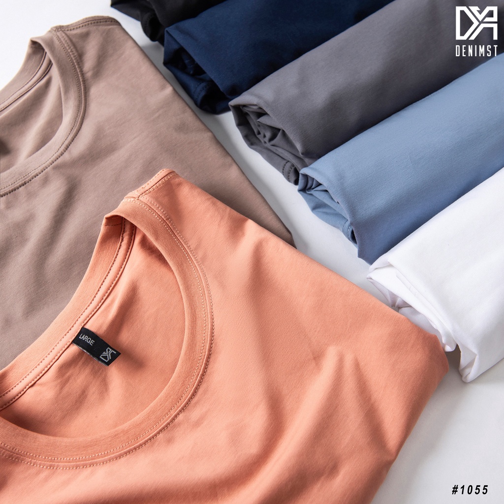 Áo  thun nam cotton tay ngắn cổ tròn cao cấp, áo phông nam trắng đẹp form rộng DENIMST 1055 | BigBuy360 - bigbuy360.vn