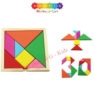 Đồ  chơi xếp hình trí uẩn, xếp hình tangram bằng gỗ, Đồ chơi gỗ G-Kids
