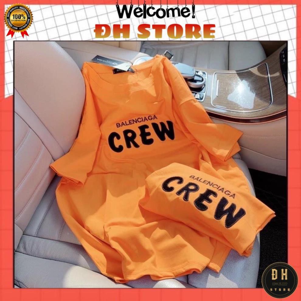 Áo Phông Áo Thun Nữ Thêu Chữ CREW, Hàng Quảng Châu Cao Cấp Chất Mát Không Xù Fom Rộng Giấu Quần.