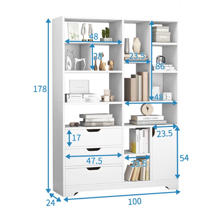 Kệ Tủ Giá sách đứng đa năng nhiều tầng có ngăn kéo cỡ lớn mã DH-BGK2019