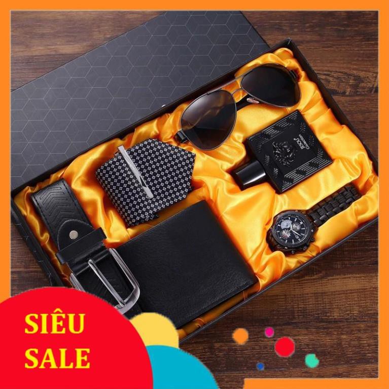 RẺ NHẤT SHOPEE [OD 30 NGÀY] Full set phụ kiện nam càvạt +  nước hoa + mắt kính ví , dây nịt