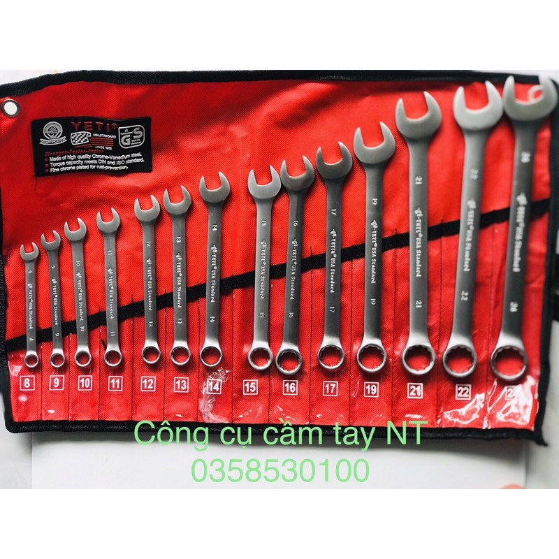 Bộ cờ lê vòng miệng Yeti 8-24mm