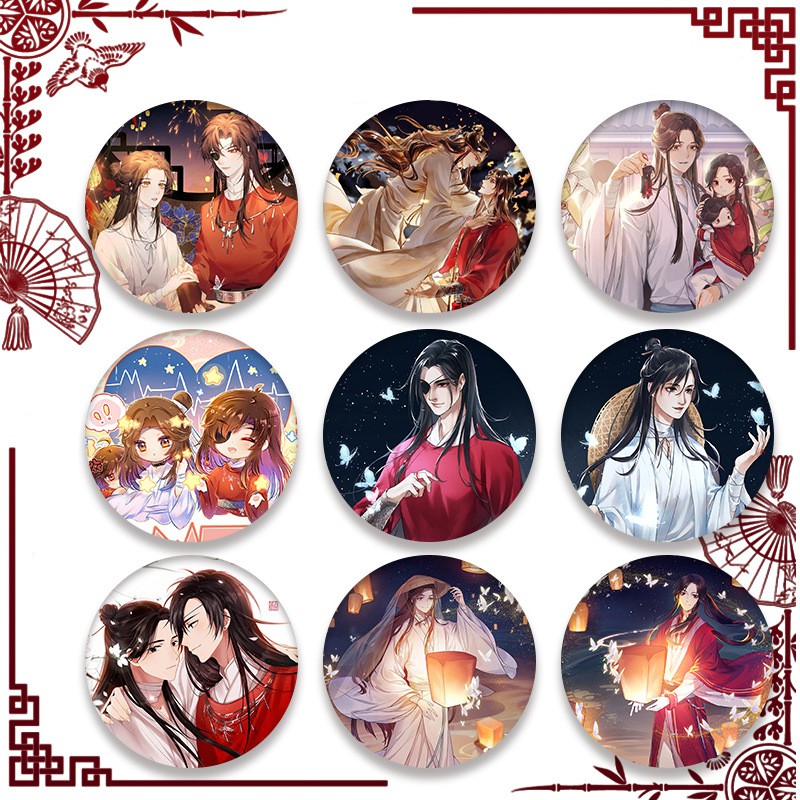 (TGCF4) Huy hiệu IN HÌNH Thiên quan tứ phúc Hoa Thành Tạ Liên anime chibi dễ thương tiện lợi