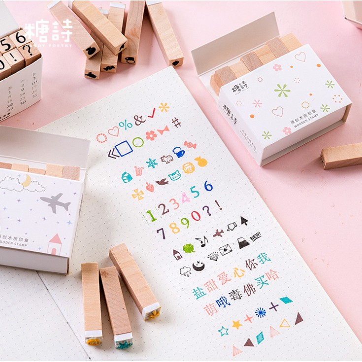 Dấu đóng stamp Candy Poetry, 8x8x3.5*12 chiếc