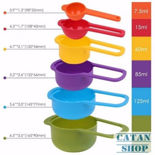 Bộ thìa đong 6 món 6 màu - 6 Piece Measuring Spoon Set (MS 170)