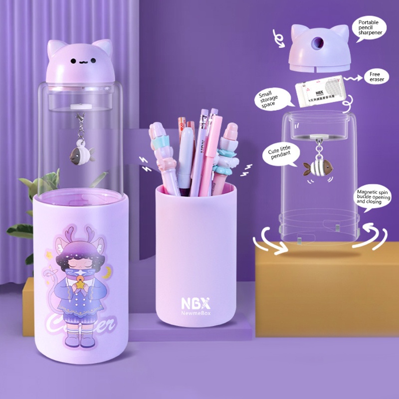 Hộp Đựng Bút Hoạt Hình 2 Trong 1 Kèm Đồ Chuốt Bút Chì Có Thể Tháo Rời