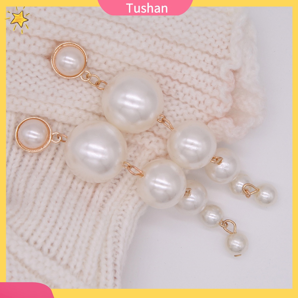 Khuyên Tai Dáng Dài Đính Ngọc Trai Nhân Tạo Thời Trang Cho Nữ