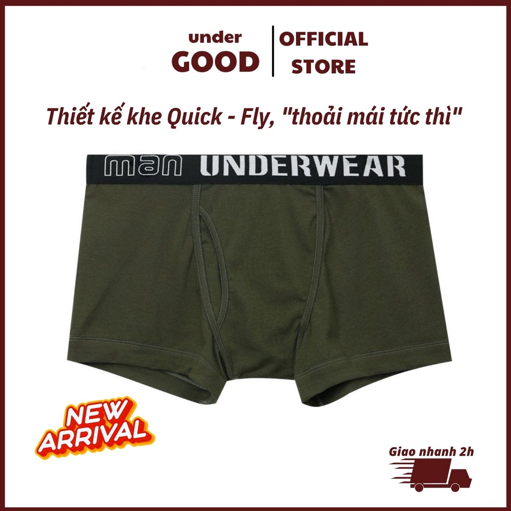 Quần sịp đùi nam thiết kế khe Quick - Fly, thoải mái tức thì, vải cotton siêu thấm hút/UnderGOOD