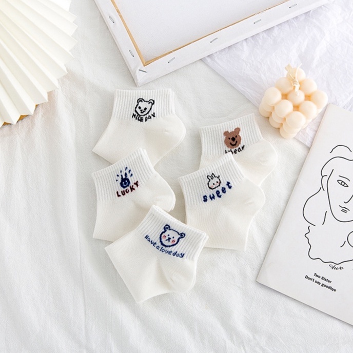 Set 5 đôi tất nữ cổ thấp nhiều hình dễ thương chất liệt cotton - Tatxinhgiare