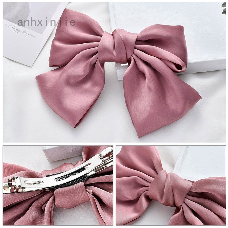 Kẹp Tóc Nơ Bằng Lụa Satin Cỡ Lớn Thời Trang Cho Nữ
