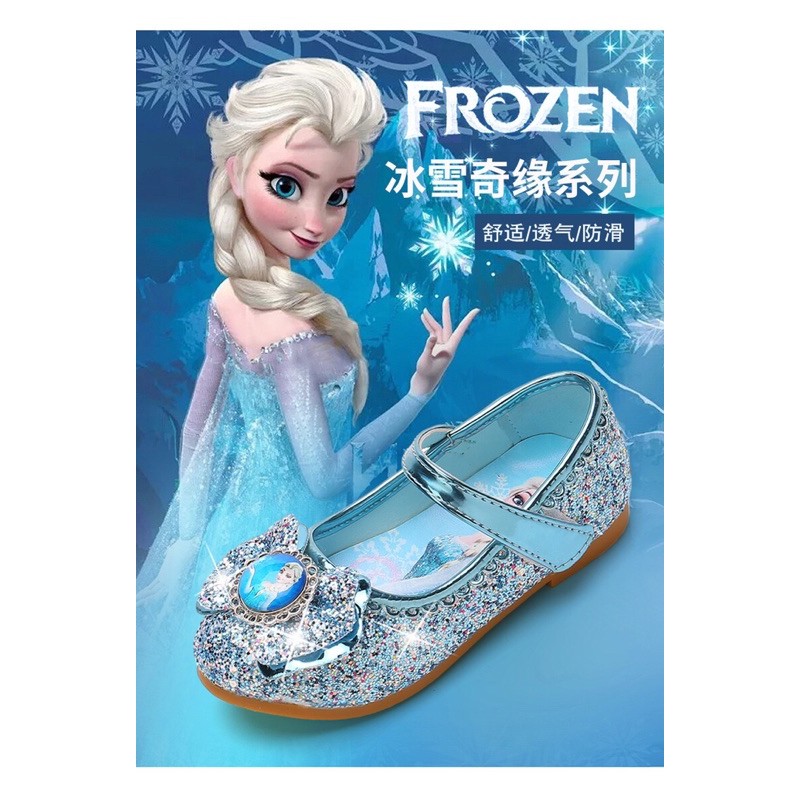 Giày búp bê cho bé gái in họa tiết công chúa Elsa đính kim tuyến đẹp size 25-36 trẻ em từ 3 đến 15 tuổi - Giầy búp bê nữ