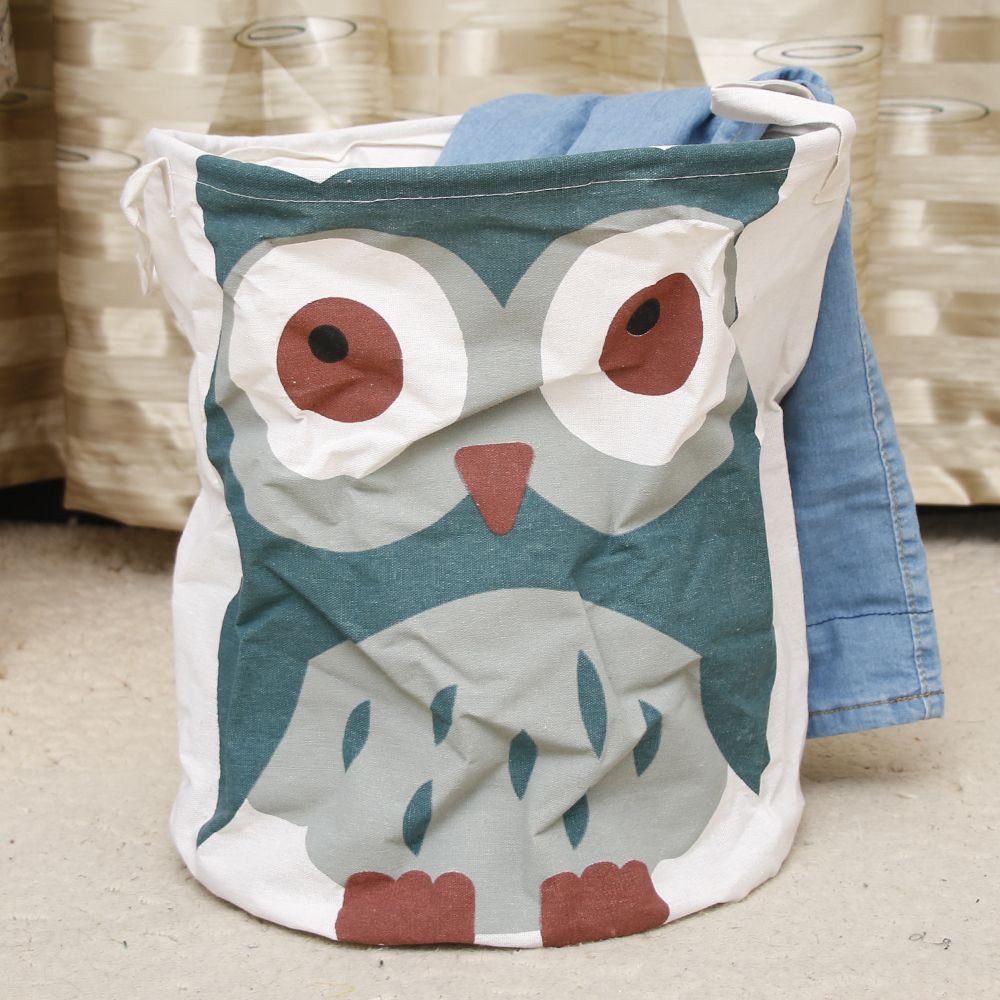 Giỏ đựng quần áo bẩn bằng vải canvas hình cú dễ thương