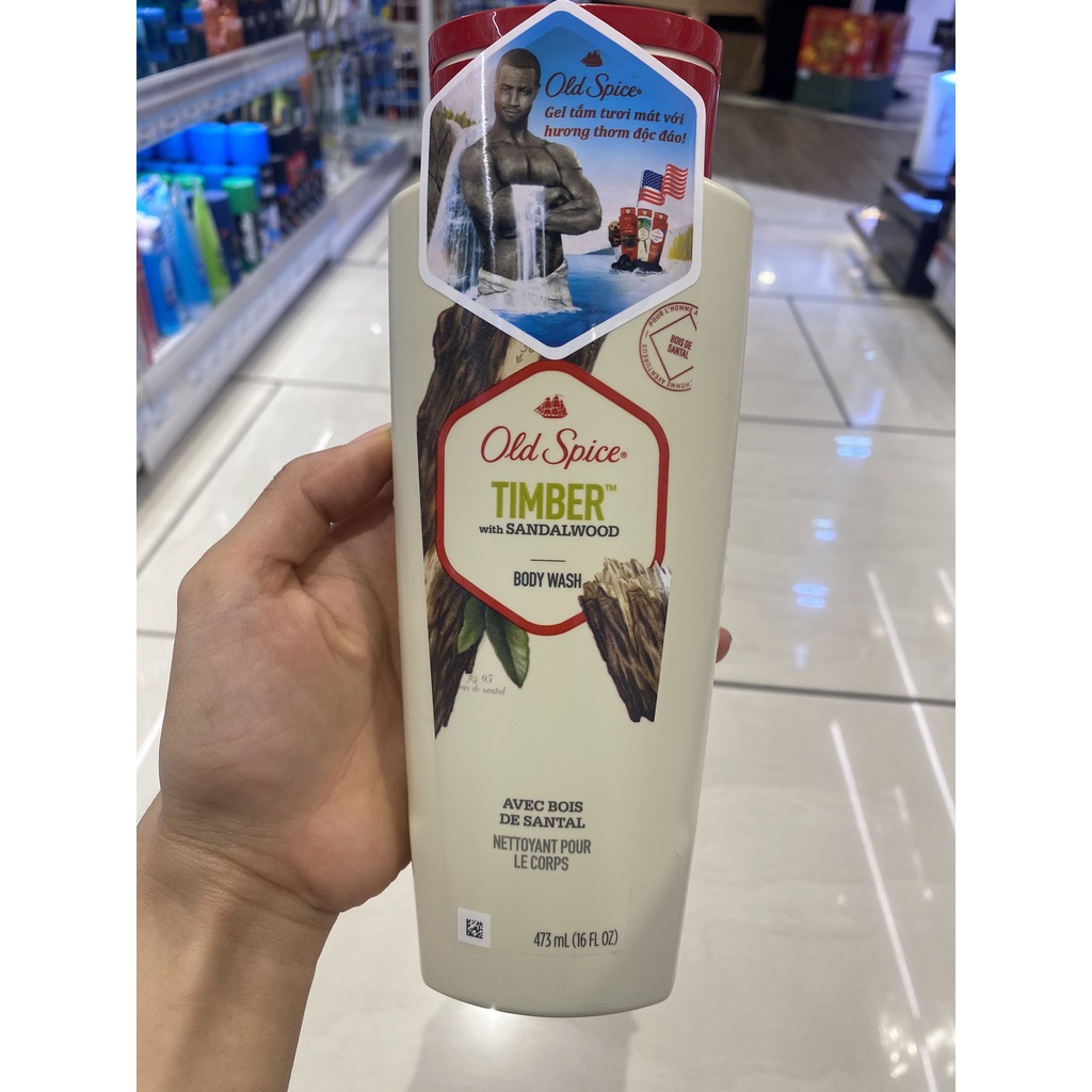 Combo Lăn khử mùi Old Spice Timber USA/Sữa tắm Old Spice hương gỗ dành cho nam 473ml-73g