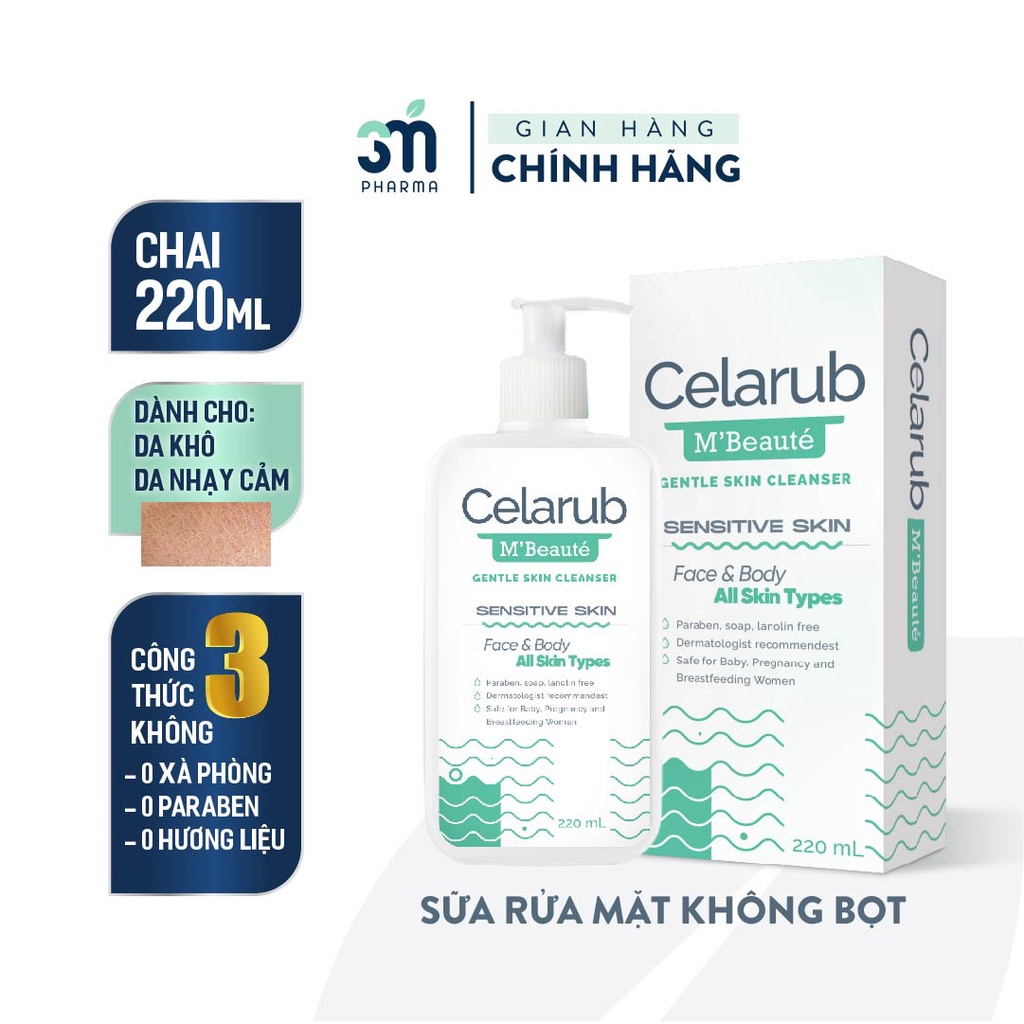 [M'SMARTY] Sữa Rửa Mặt Dịu Nhẹ Celarub Cho Da Nhạy Cảm, Da Khô, Dưỡng Ẩm, Không Chứa Xà Phòng, Cân Bằng Độ pH Cho Da 220