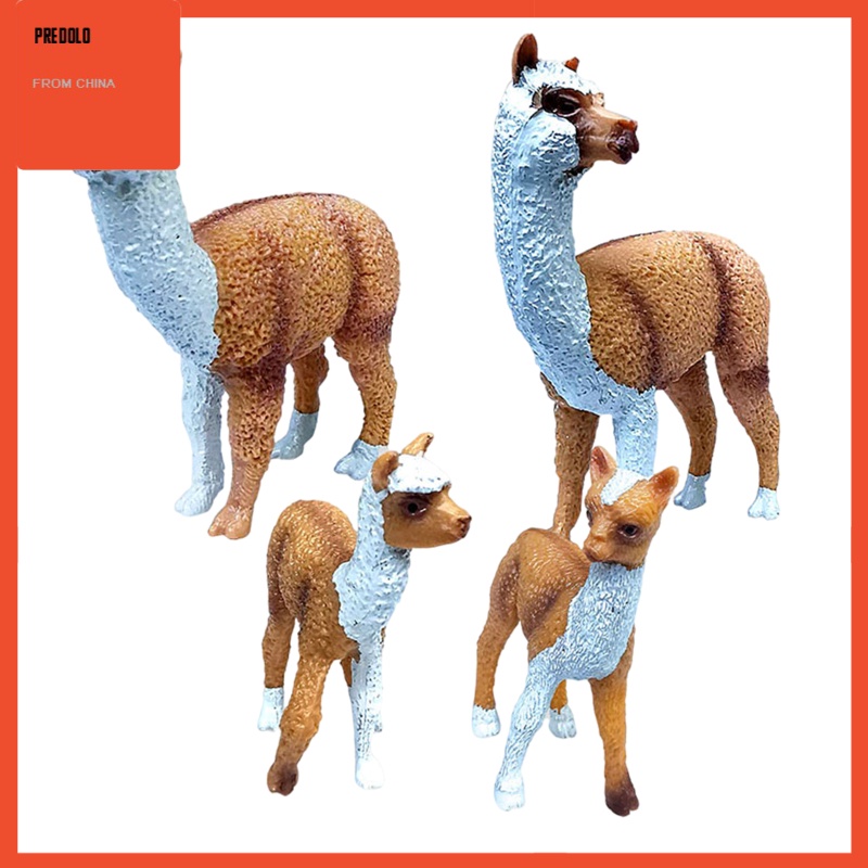 [In Stock]4/Set Lifelike Alpaca Figure Farm Zoo Animal Statues Home Tabletop Decors