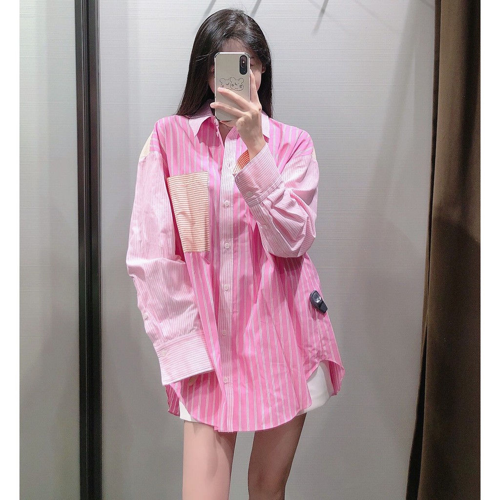 Áo sơ mi zara kẻ sọc phối nhiều màu