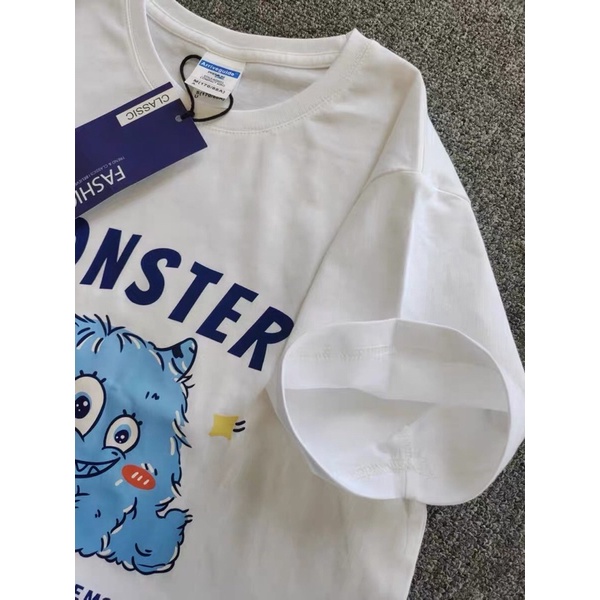 [ Rẻ vô địch ] Áo thun cotton tay lỡ dáng rộng unisex - monster