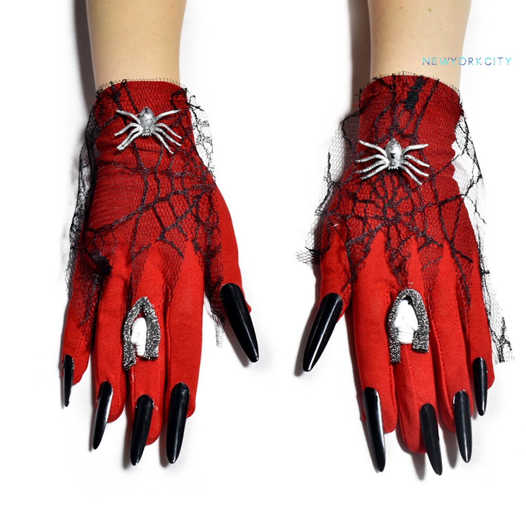 Găng Tay Móng Vuốt Nhện Đỏ Hóa Trang Halloween