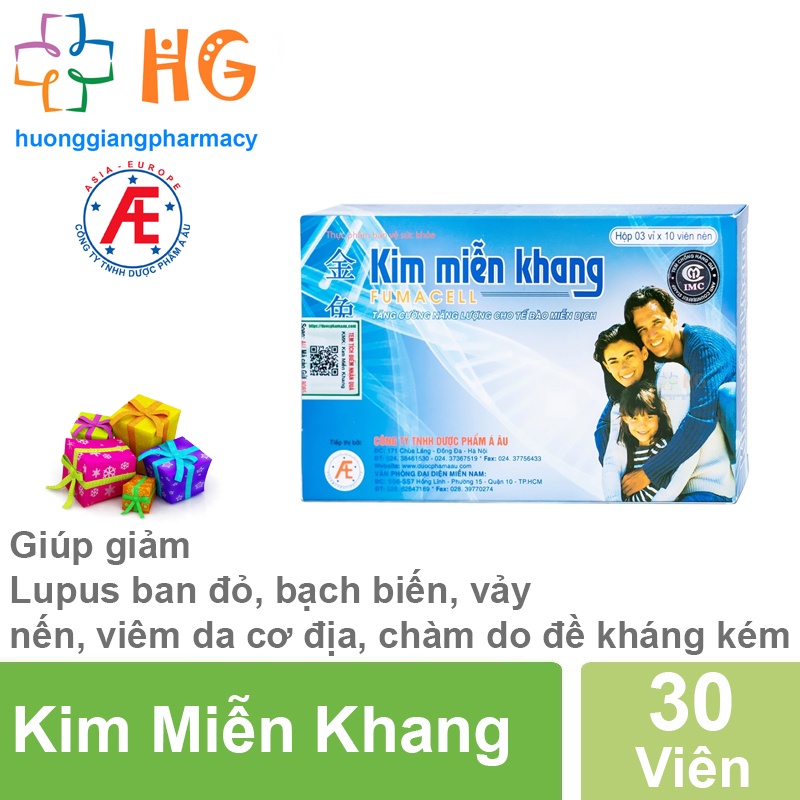 Kim Miễn Khang Platinum giúp giảm lupus ban đỏ bạch biến vảy nến viêm da cơ địa chàm do sức đề kháng kém Hộp 30 Viên