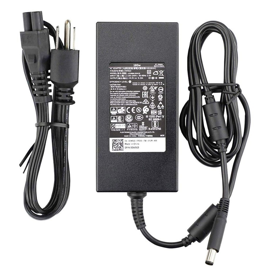 (ADAPTER) SẠC LAPTOP DELL 19.5V-9.23A (180W) (SLIM, Đầu Kim Lớn) kích thước đầu ghim (ADAPTER) SẠC 7.4 x 5.0 mm