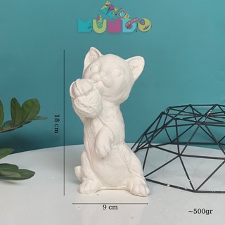 Tượng tô màu cao cấp chọn mẫu SIZE XL mèo len, tượng thạch cao MUNDO