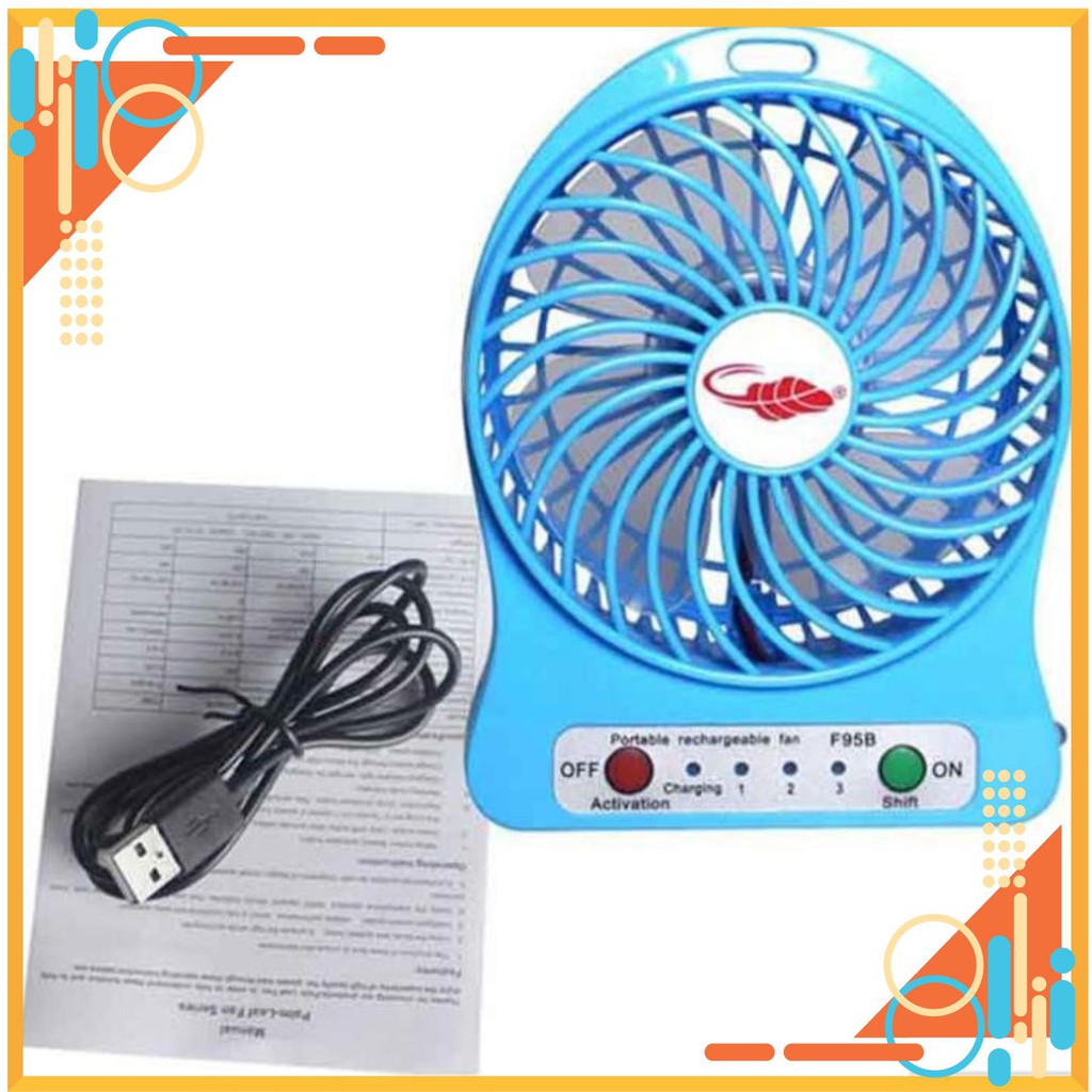 Quạt điều hòa Quạt mini fan xài pin sạc tích điện có đèn