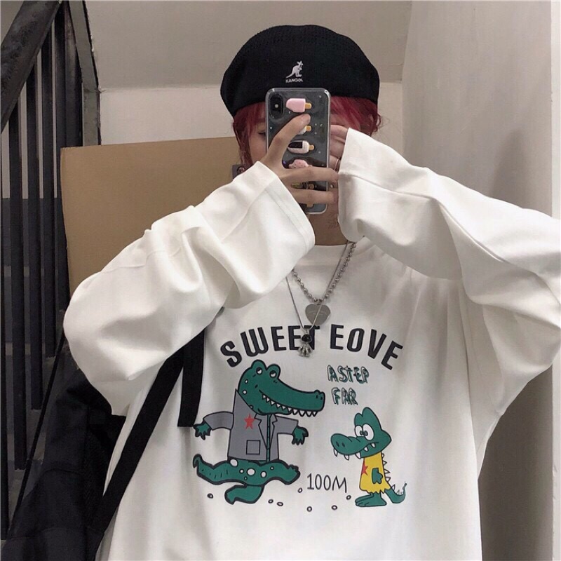 Áo thun nam Unisex tay dài in cá sấu Sweet ADHV001 | BigBuy360 - bigbuy360.vn