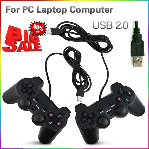 XẢ KHOBộ 2 Tay cầm chơi game cho PC/Laptop cổng USB đen (có gạt Analog và không có độ trễ)