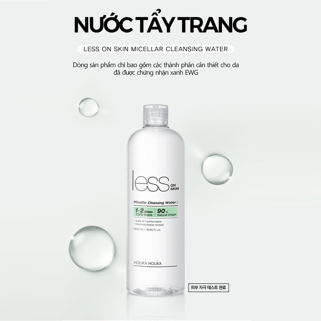 Nước tẩy trang Holika Holika Less On Skin Micellar Cleansing Water 500ml