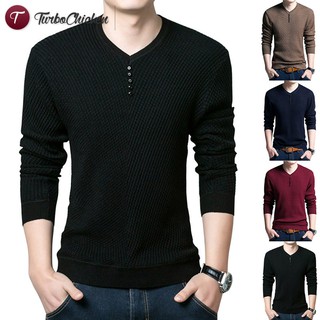 Áo len tay dài cổ chữ V thời trang phong cách cho nam