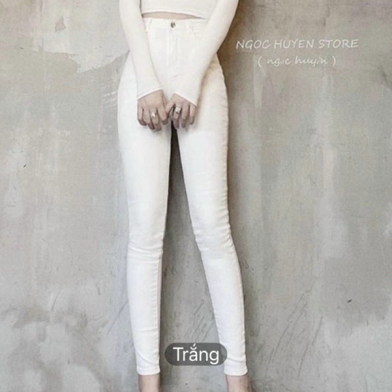 Quần jean trắng giãn Quần bò skinny jeans bó body dãn