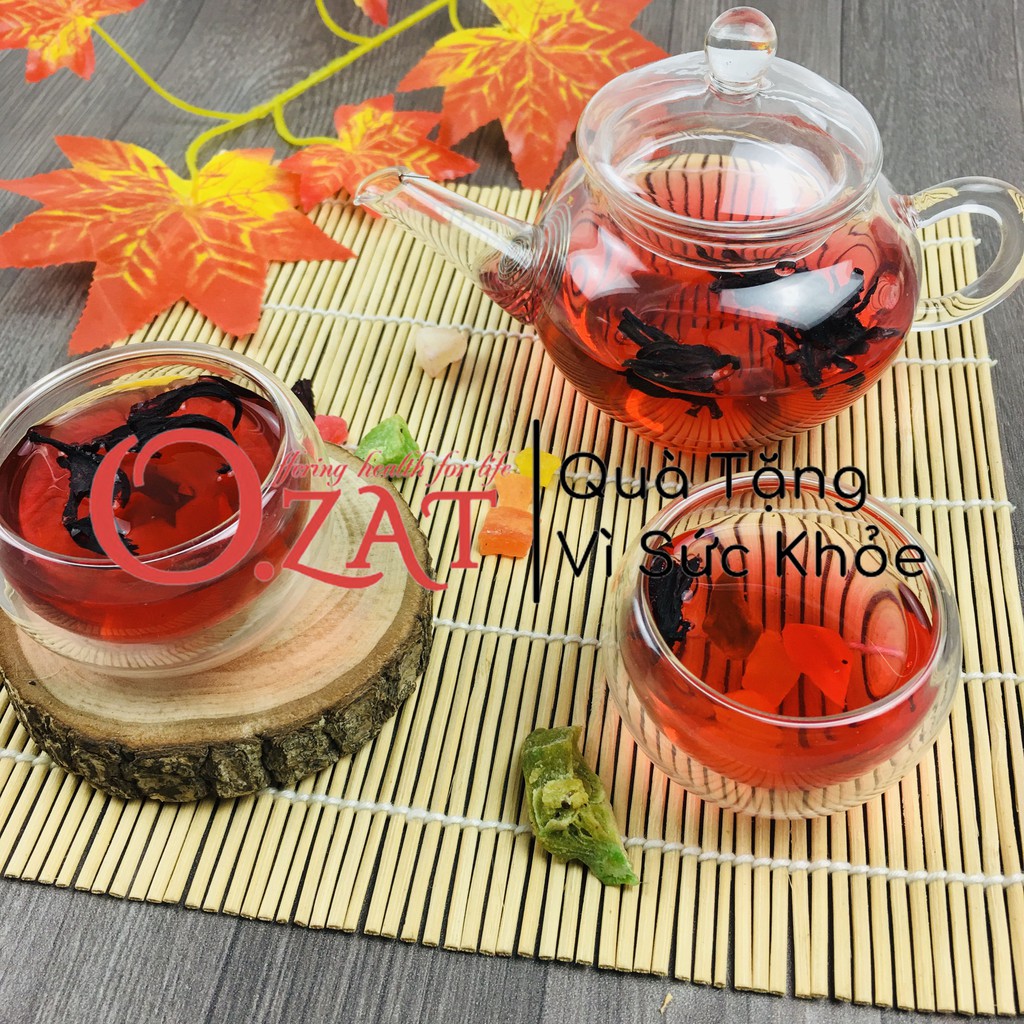 Hoa atiso đỏ (bụp giấm/hibiscus) sấy khô O.ZAT 100g -  mát gan giải nhiệt dưỡng tâm an thần