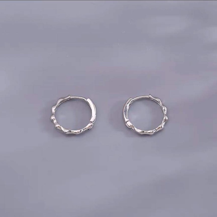 Khuyên tai bạc Khuyên tròn đốt trúc đường kính 12mm Van Jewelry V10755