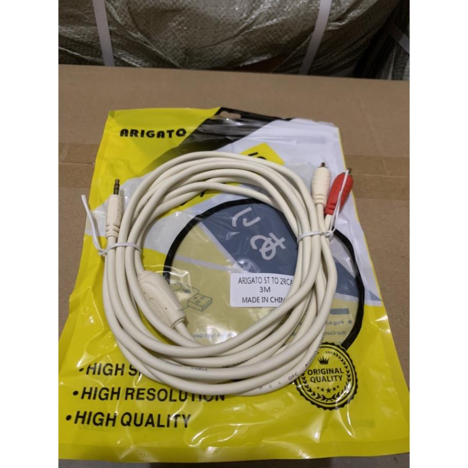 Dây loa xịn dây trắng xanh 2 ra 2 1,5M 1,8M 3M 5M 10M đầu mạ đồng Arigato giao màu ngẫu nhiên bảo hành 3 tháng BUNOC's