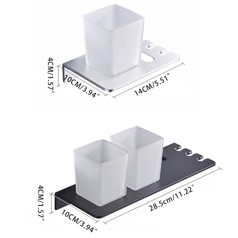 Giá Đỡ Bàn Chải Đánh Răng / Cốc Súc Miệng Hai Lỗ Bằng Nhôm
