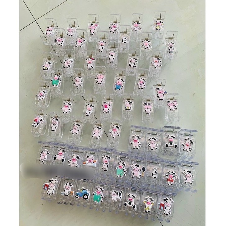 Kẹp Tóc Càng Cua Trong Suốt Bò Sữa Cute (3 răng/5 răng)