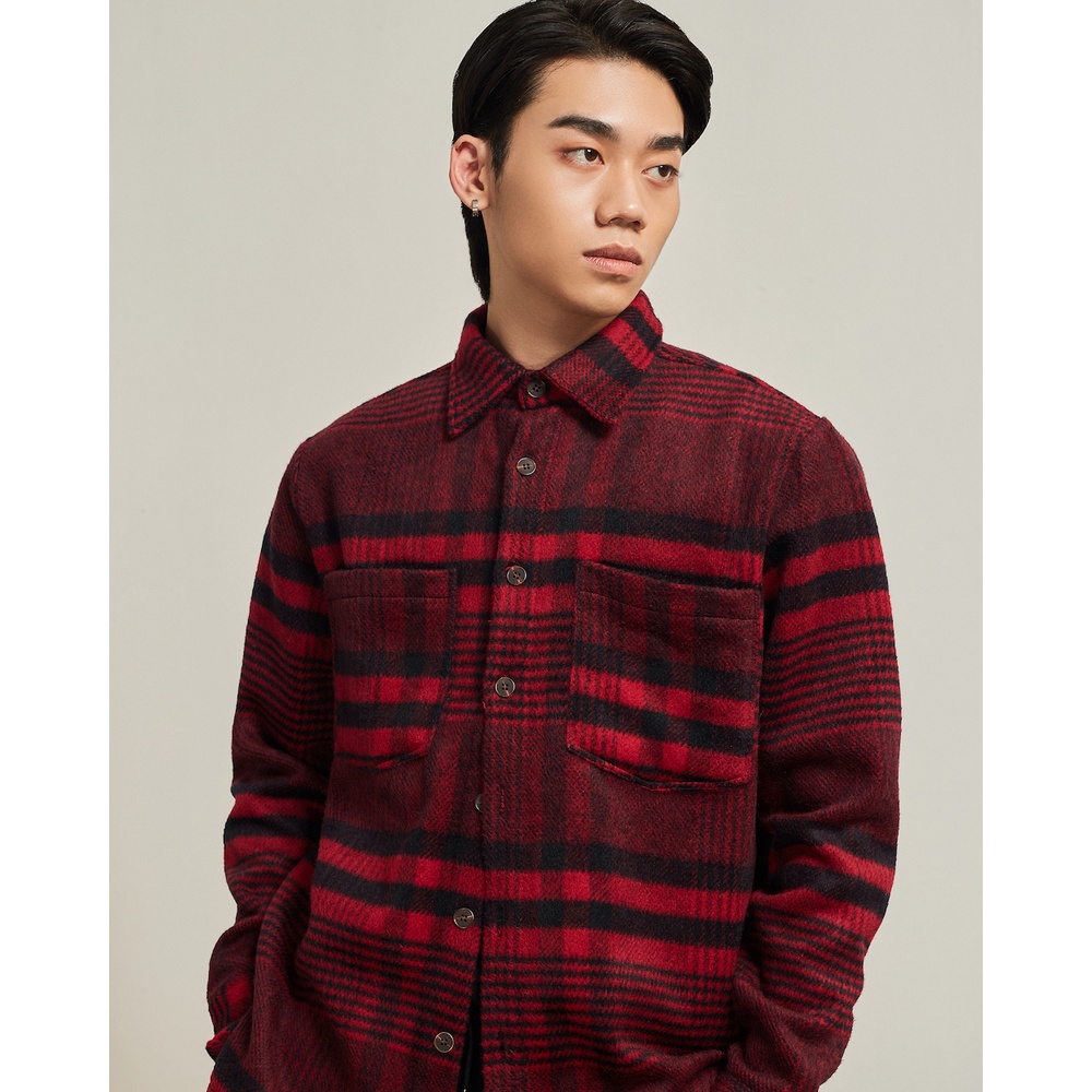 Áo sơ mi flannel nam mềm mịn Highway  Hudson kẻ đỏ